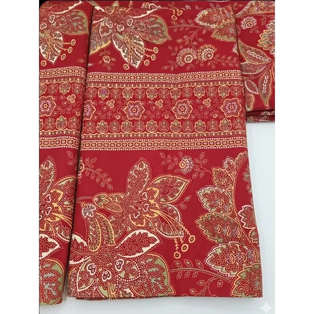 Pottery Barn Queen Duvet Cover With Euro Shams Red Paisley